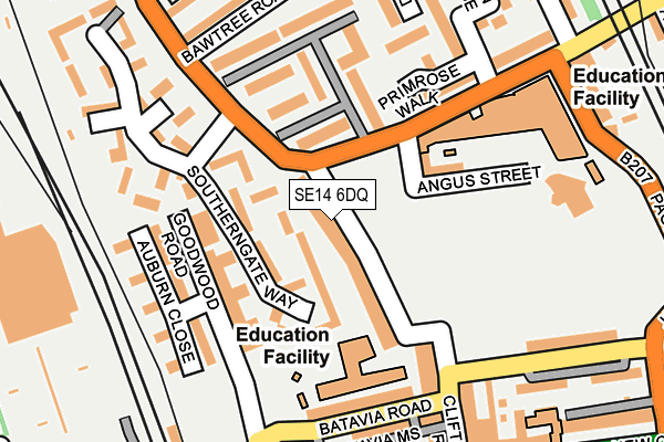 SE14 6DQ map - OS OpenMap – Local (Ordnance Survey)