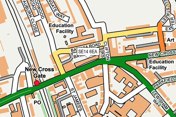 SE14 6EA map - OS OpenMap – Local (Ordnance Survey) SE14 6EA map - OS OpenMap – Local (Ordnance Survey)