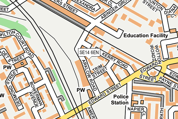 SE14 6EN map - OS OpenMap – Local (Ordnance Survey) SE14 6EN map - OS OpenMap – Local (Ordnance Survey)