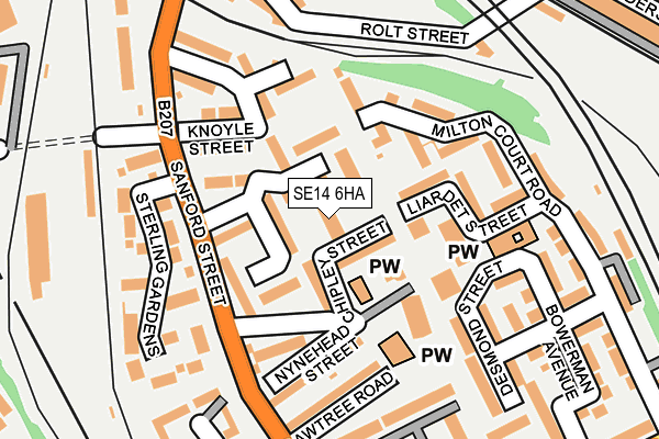 SE14 6HA map - OS OpenMap – Local (Ordnance Survey)