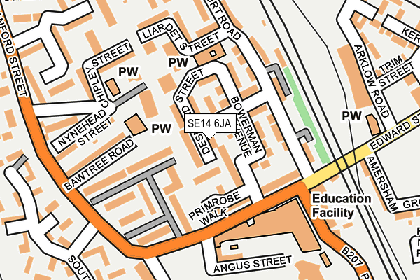 SE14 6JA map - OS OpenMap – Local (Ordnance Survey) SE14 6JA map - OS OpenMap – Local (Ordnance Survey)