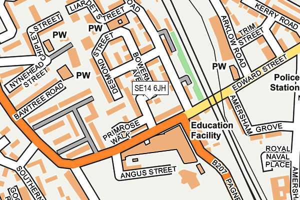 SE14 6JH map - OS OpenMap – Local (Ordnance Survey) SE14 6JH map - OS OpenMap – Local (Ordnance Survey)