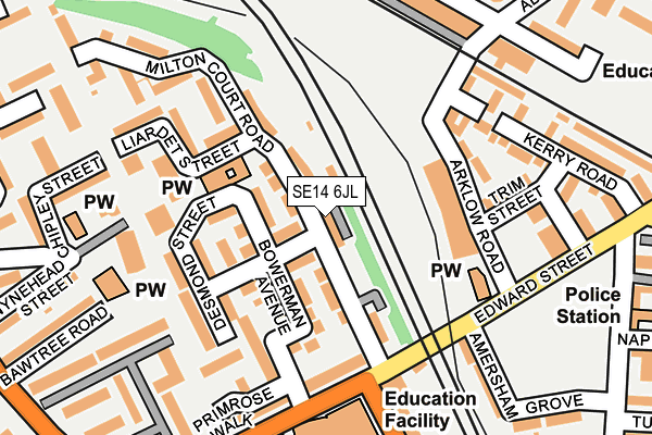 SE14 6JL map - OS OpenMap – Local (Ordnance Survey) SE14 6JL map - OS OpenMap – Local (Ordnance Survey)