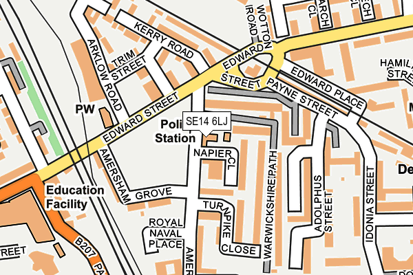 SE14 6LJ map - OS OpenMap – Local (Ordnance Survey) SE14 6LJ map - OS OpenMap – Local (Ordnance Survey)