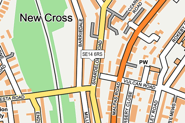 SE14 6RS map - OS OpenMap – Local (Ordnance Survey)
