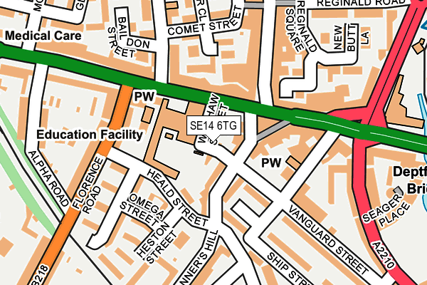 SE14 6TG map - OS OpenMap – Local (Ordnance Survey) SE14 6TG map - OS OpenMap – Local (Ordnance Survey)