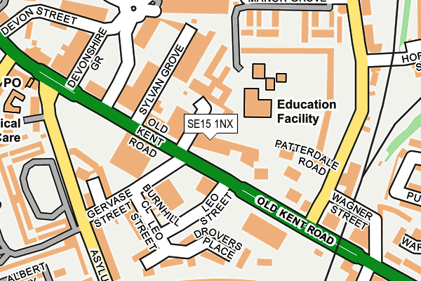 SE15 1NX map - OS OpenMap – Local (Ordnance Survey) SE15 1NX map - OS OpenMap – Local (Ordnance Survey)