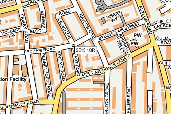 SE15 1QR map - OS OpenMap – Local (Ordnance Survey) SE15 1QR map - OS OpenMap – Local (Ordnance Survey)