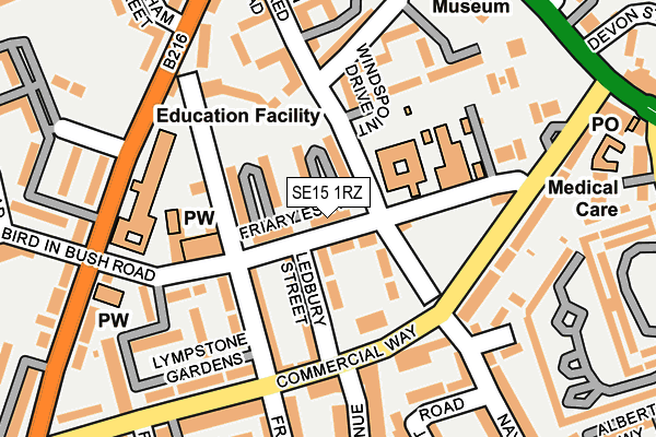SE15 1RZ map - OS OpenMap – Local (Ordnance Survey) SE15 1RZ map - OS OpenMap – Local (Ordnance Survey)