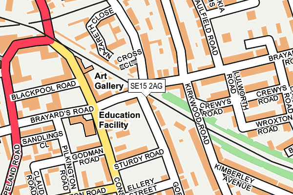 SE15 2AG map - OS OpenMap – Local (Ordnance Survey) SE15 2AG map - OS OpenMap – Local (Ordnance Survey)