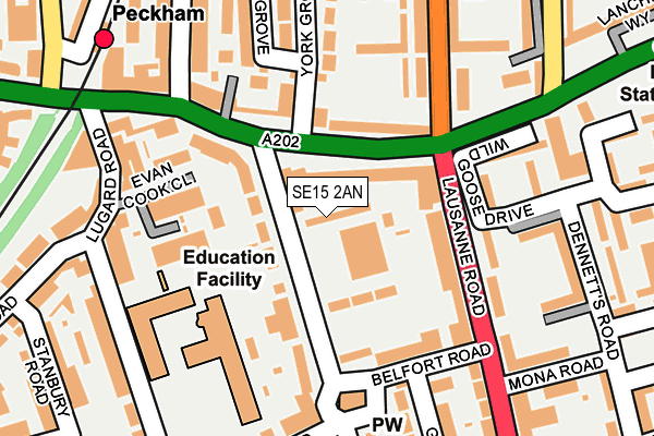 SE15 2AN map - OS OpenMap – Local (Ordnance Survey) SE15 2AN map - OS OpenMap – Local (Ordnance Survey)