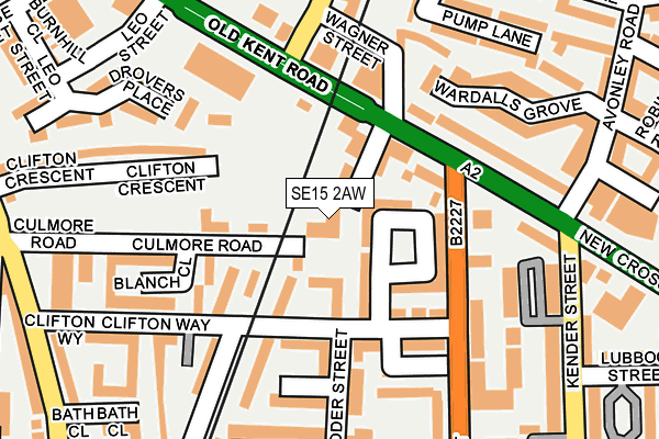 SE15 2AW map - OS OpenMap – Local (Ordnance Survey) SE15 2AW map - OS OpenMap – Local (Ordnance Survey)