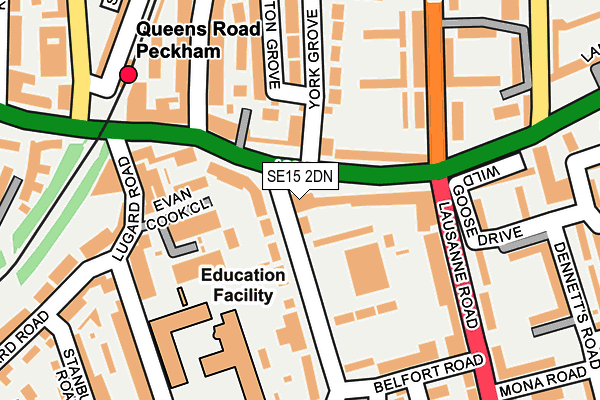 SE15 2DN map - OS OpenMap – Local (Ordnance Survey) SE15 2DN map - OS OpenMap – Local (Ordnance Survey)