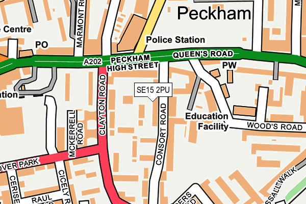 SE15 2PU map - OS OpenMap – Local (Ordnance Survey) SE15 2PU map - OS OpenMap – Local (Ordnance Survey)