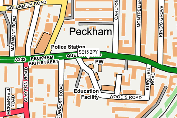 SE15 2PY map - OS OpenMap – Local (Ordnance Survey) SE15 2PY map - OS OpenMap – Local (Ordnance Survey)