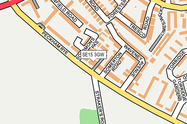 SE15 3GW map - OS OpenMap – Local (Ordnance Survey) SE15 3GW map - OS OpenMap – Local (Ordnance Survey)