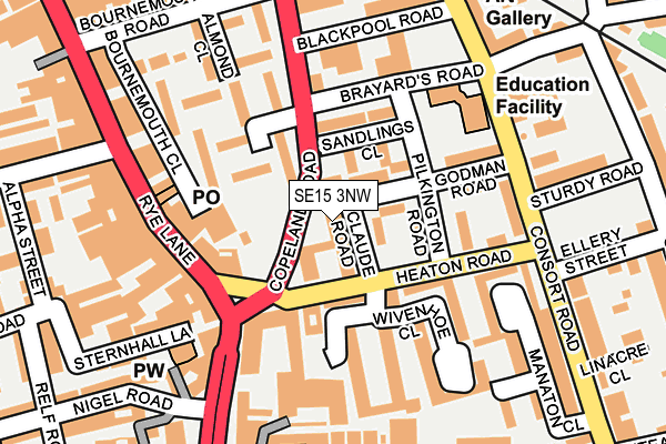 SE15 3NW map - OS OpenMap – Local (Ordnance Survey) SE15 3NW map - OS OpenMap – Local (Ordnance Survey)