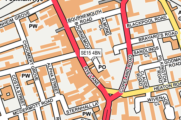 SE15 4BN map - OS OpenMap – Local (Ordnance Survey) SE15 4BN map - OS OpenMap – Local (Ordnance Survey)