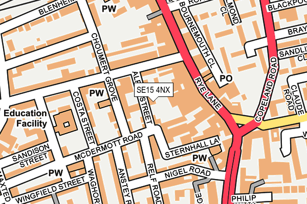 SE15 4NX map - OS OpenMap – Local (Ordnance Survey) SE15 4NX map - OS OpenMap – Local (Ordnance Survey)