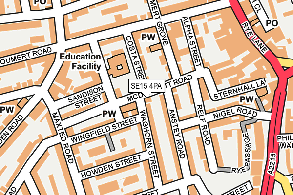 SE15 4PA map - OS OpenMap – Local (Ordnance Survey) SE15 4PA map - OS OpenMap – Local (Ordnance Survey)