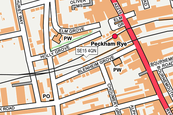 SE15 4QN map - OS OpenMap – Local (Ordnance Survey) SE15 4QN map - OS OpenMap – Local (Ordnance Survey)