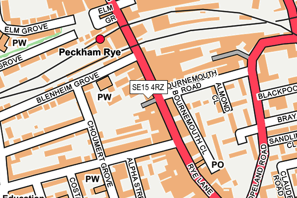 SE15 4RZ map - OS OpenMap – Local (Ordnance Survey) SE15 4RZ map - OS OpenMap – Local (Ordnance Survey)
