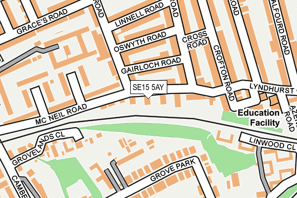 SE15 5AY map - OS OpenMap – Local (Ordnance Survey) SE15 5AY map - OS OpenMap – Local (Ordnance Survey)