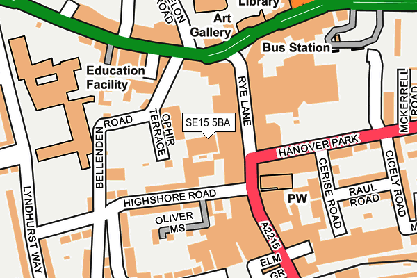 SE15 5BA map - OS OpenMap – Local (Ordnance Survey) SE15 5BA map - OS OpenMap – Local (Ordnance Survey)