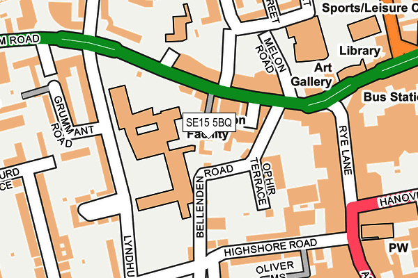 SE15 5BQ map - OS OpenMap – Local (Ordnance Survey) SE15 5BQ map - OS OpenMap – Local (Ordnance Survey)