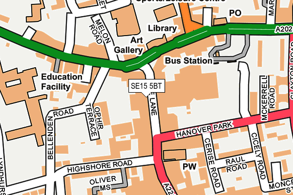 SE15 5BT map - OS OpenMap – Local (Ordnance Survey) SE15 5BT map - OS OpenMap – Local (Ordnance Survey)