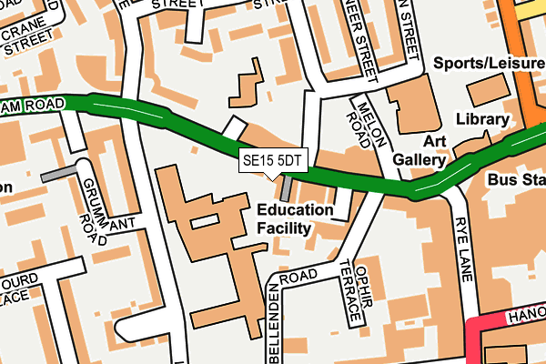 SE15 5DT map - OS OpenMap – Local (Ordnance Survey) SE15 5DT map - OS OpenMap – Local (Ordnance Survey)