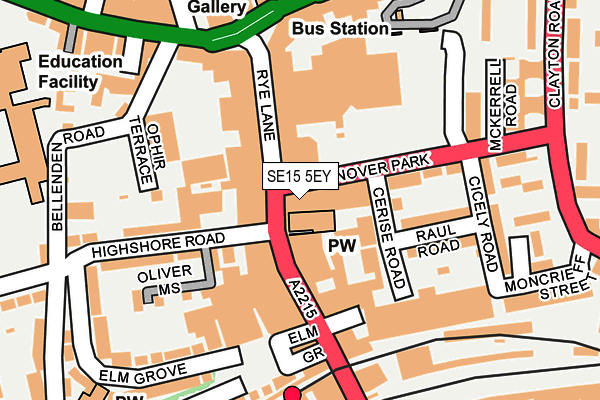 SE15 5EY map - OS OpenMap – Local (Ordnance Survey) SE15 5EY map - OS OpenMap – Local (Ordnance Survey)