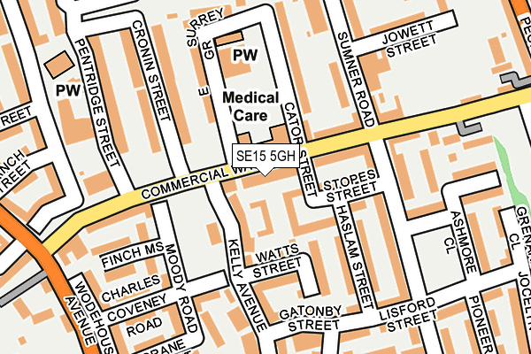 SE15 5GH map - OS OpenMap – Local (Ordnance Survey) SE15 5GH map - OS OpenMap – Local (Ordnance Survey)