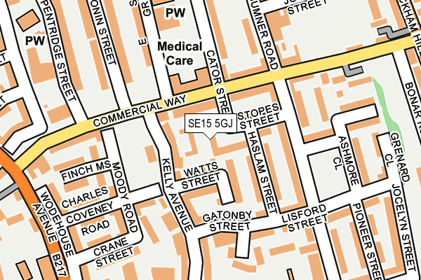 SE15 5GJ map - OS OpenMap – Local (Ordnance Survey) SE15 5GJ map - OS OpenMap – Local (Ordnance Survey)
