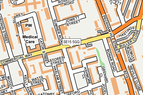 SE15 5GQ map - OS OpenMap – Local (Ordnance Survey) SE15 5GQ map - OS OpenMap – Local (Ordnance Survey)