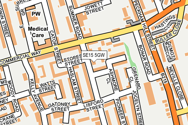 SE15 5GW map - OS OpenMap – Local (Ordnance Survey) SE15 5GW map - OS OpenMap – Local (Ordnance Survey)