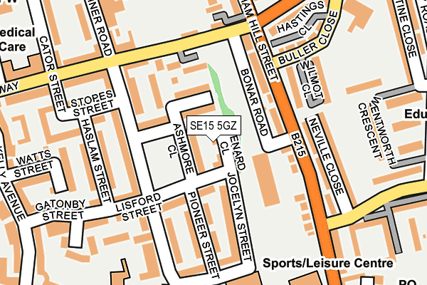 SE15 5GZ map - OS OpenMap – Local (Ordnance Survey) SE15 5GZ map - OS OpenMap – Local (Ordnance Survey)