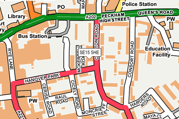 SE15 5HE map - OS OpenMap – Local (Ordnance Survey) SE15 5HE map - OS OpenMap – Local (Ordnance Survey)