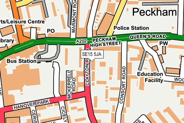 SE15 5JA map - OS OpenMap – Local (Ordnance Survey) SE15 5JA map - OS OpenMap – Local (Ordnance Survey)