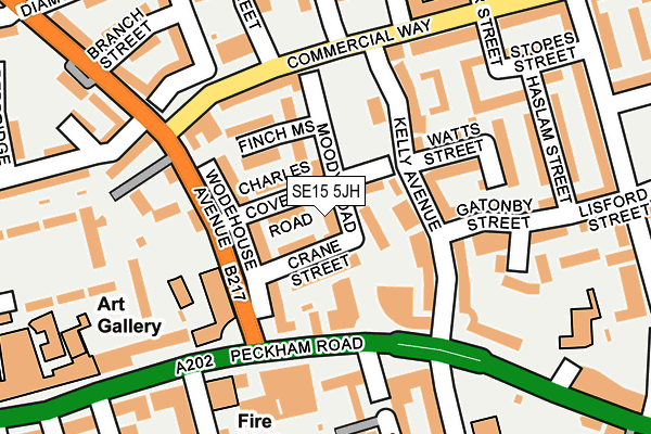 SE15 5JH map - OS OpenMap – Local (Ordnance Survey) SE15 5JH map - OS OpenMap – Local (Ordnance Survey)