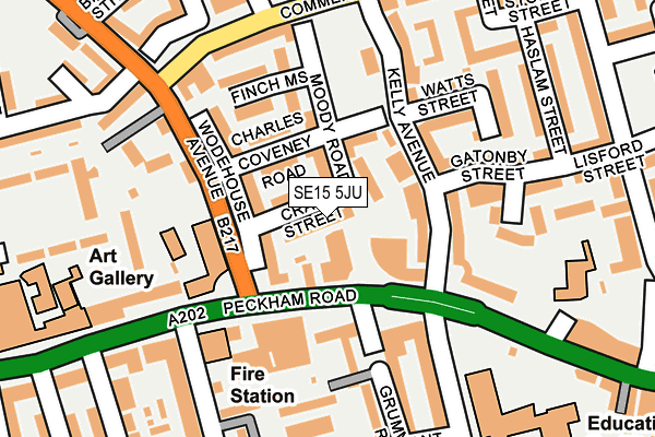 SE15 5JU map - OS OpenMap – Local (Ordnance Survey)