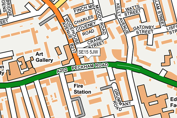 SE15 5JW map - OS OpenMap – Local (Ordnance Survey) SE15 5JW map - OS OpenMap – Local (Ordnance Survey)