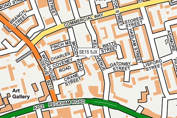 SE15 5JX map - OS OpenMap – Local (Ordnance Survey) SE15 5JX map - OS OpenMap – Local (Ordnance Survey)