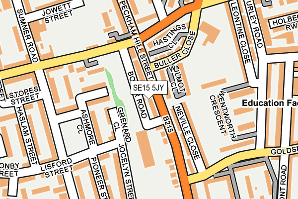 SE15 5JY map - OS OpenMap – Local (Ordnance Survey) SE15 5JY map - OS OpenMap – Local (Ordnance Survey)
