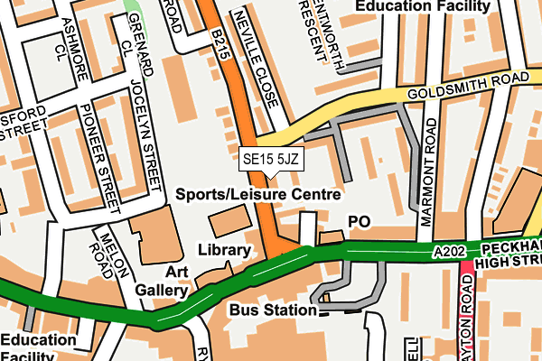 SE15 5JZ map - OS OpenMap – Local (Ordnance Survey) SE15 5JZ map - OS OpenMap – Local (Ordnance Survey)