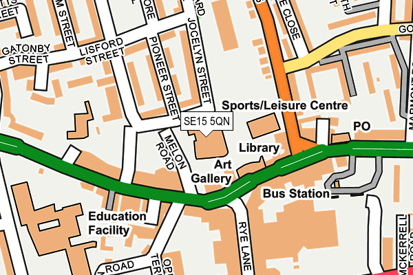 SE15 5QN map - OS OpenMap – Local (Ordnance Survey) SE15 5QN map - OS OpenMap – Local (Ordnance Survey)