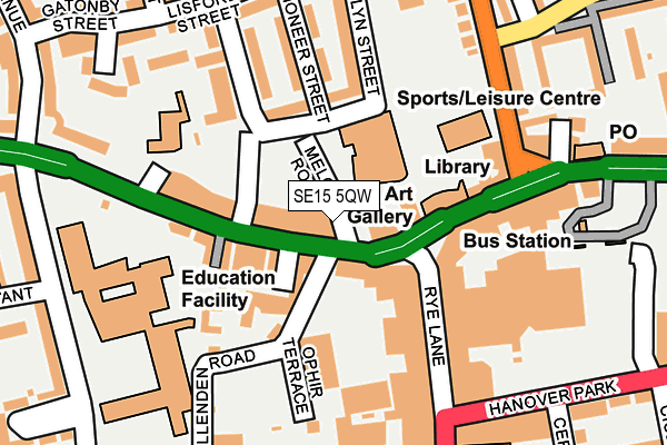 SE15 5QW map - OS OpenMap – Local (Ordnance Survey) SE15 5QW map - OS OpenMap – Local (Ordnance Survey)
