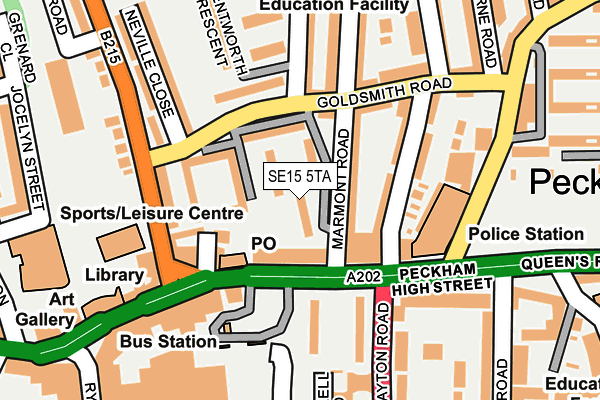 SE15 5TA map - OS OpenMap – Local (Ordnance Survey) SE15 5TA map - OS OpenMap – Local (Ordnance Survey)