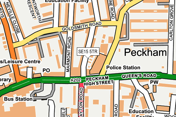 SE15 5TR map - OS OpenMap – Local (Ordnance Survey) SE15 5TR map - OS OpenMap – Local (Ordnance Survey)