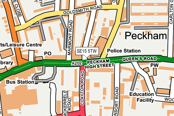 SE15 5TW map - OS OpenMap – Local (Ordnance Survey) SE15 5TW map - OS OpenMap – Local (Ordnance Survey)